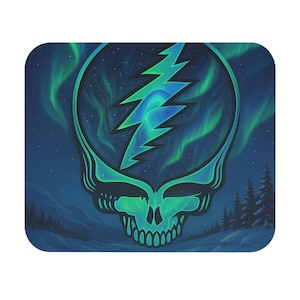 Northern Lights Mouse Pad  Grateful Dead-Inspired Skull Psychedelic Office Gift