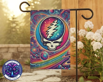Grateful Dead Garden Flag | Steal Your Face Yard Banner | Two Sizes
