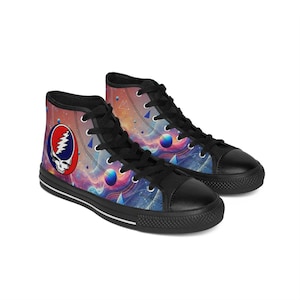 Unisex Galaxy Chucks for the Free-Spirited Deadhead | Lightning Bolt Shoes | Deadhead Festival Style
