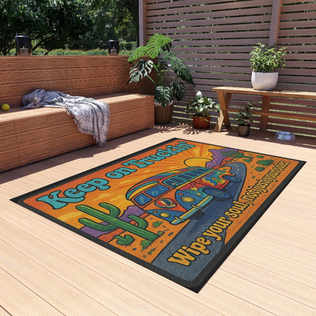 Gd Nanda Rug Grateful Dead Inspired Keep on Truckin Rug | Boho Chic - Etsy