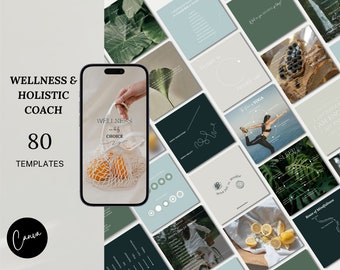 Wellness Coach Instagram Templates, Canva Social Media Pack