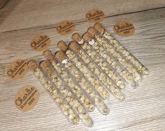 Vials of dried gypsophila with or without personalized labels