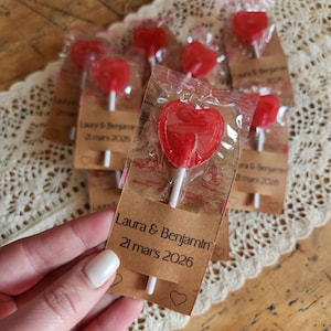 Lecca lecca cuore personalizzabile - regalo per gli ospiti - (matrimonio, battesimo, addio al nubilato, compleanno, festa)