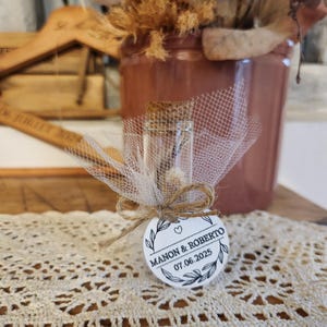 Bottiglie di vetro personalizzate - incisioni ed etichette (Matrimonio, Battesimo, Addio al nubilato, Compleanno, Festa) Vendute in confezioni da 10