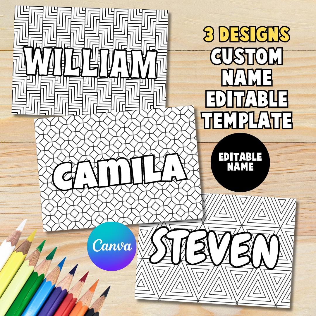 Name Pattern Print Out Minimalist Pattern Name Coloring Page, Printable Personalized Coloring ...