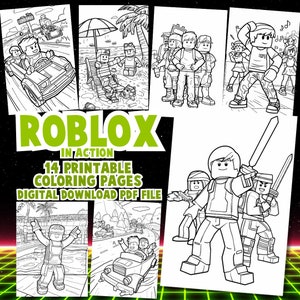 Roblox in Action Coloring Pages Colouring Color Book Easy Cute Printable Adult Kids Digital Relaxation Hobby Activities Tractor Car Games