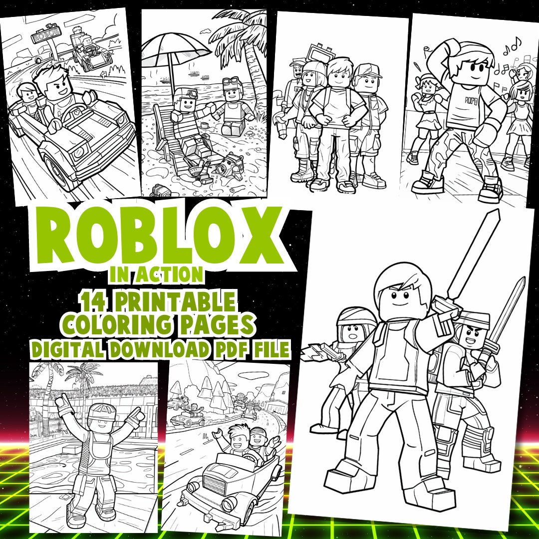 Roblox in Action Coloring Pages Colouring Color Book Easy Cute ...