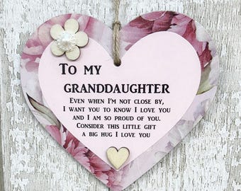 Special Granddaughter Gift Heart I'm Proud Of You Friendship Wooden Gift Heart  Plaque