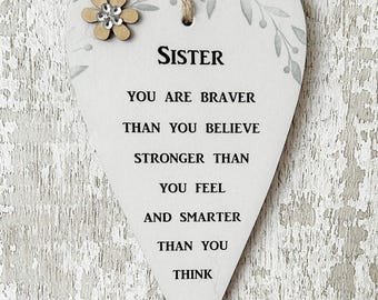 Special Sister Inspirational And Uplifting Wooden  Gift Heart  Plaque