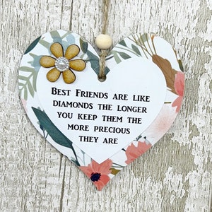 Lovely Keepsake Best Friends Are Like Diamonds Colleagues Friendships Gift Heart Wooden Sign Plaque