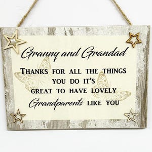 Thank You Grandparents  Nanny, Nana, Granny, Grandma And Grandad  Keepsake Gift Plaque/sign