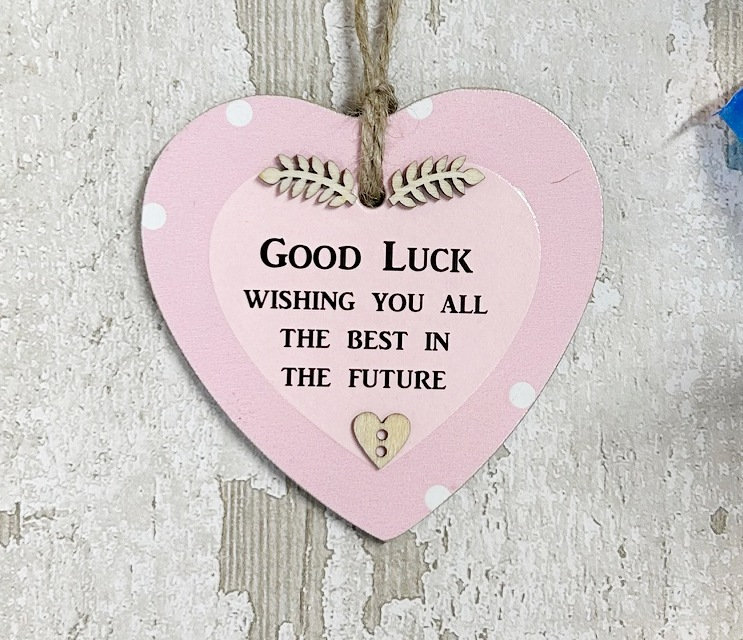 Wishing You All the Best Good Luck Gift Idea Heart Wooden Sign