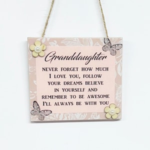 Inspirational  Granddaughter Gift Believe In Yourself Friendship Wooden Gift Heart  Plaque