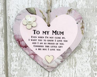 Special Mum Gift Heart I'm Proud Of You Friendship Wooden Gift Heart  Plaque