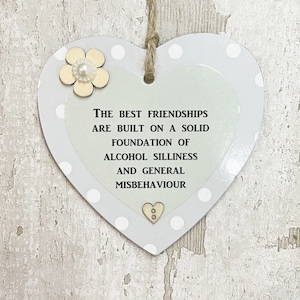 Best Friendship Funny Good Friends Gift Heart Wooden Sign Plaque