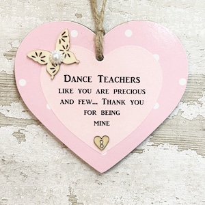 Plaque coeur cadeau en bois de remerciement spécial professeur de danse