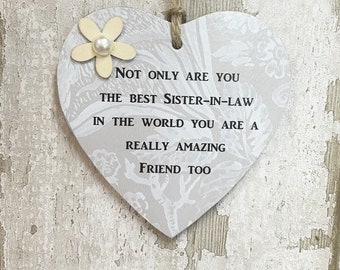 Special Sister-In-Law Friendship Wooden Gift Heart  Plaque