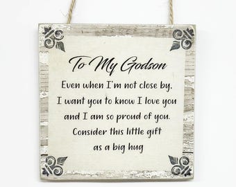 Precious Big Hug For A Godson And I am Proud Of You Wooden Plaque