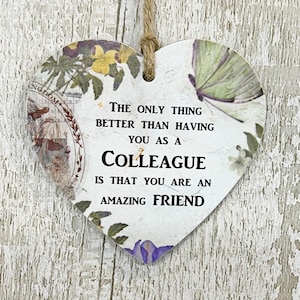 Beautiful Friendship Gift Idea Colleagues By Chance Friends By Choice Good Friends Heart Wooden Sign Plaque