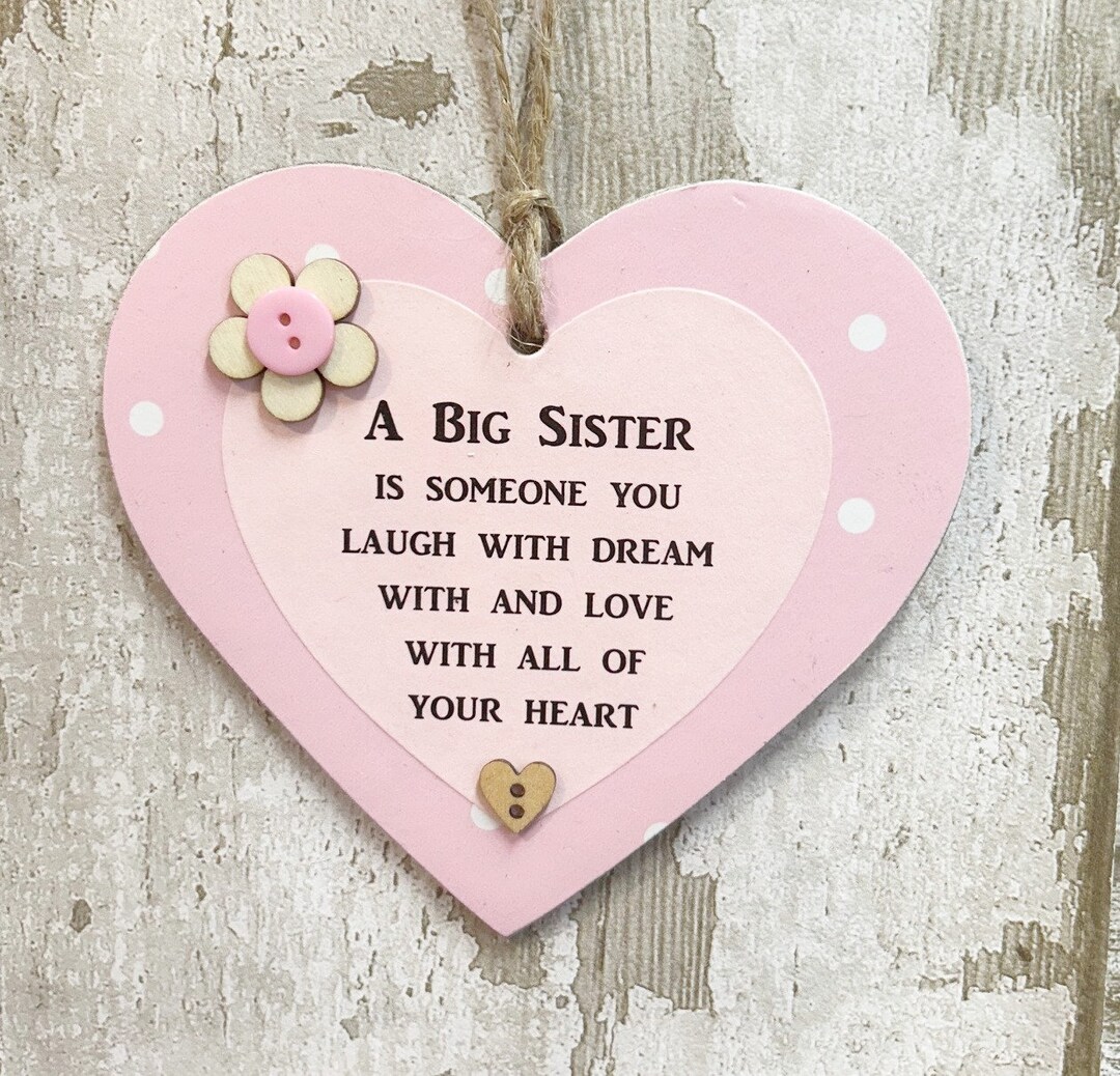 Big Sister Laugh Dream Love Wooden Gift Heart Plaque - Etsy
