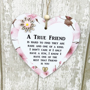 Best Friends/True Friends Gift True Friends Are Hard To Find Wooden Heart Sign Plaque