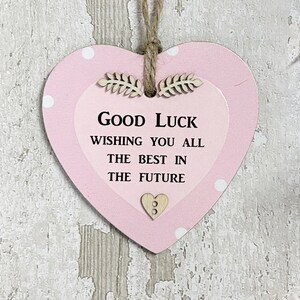 Wishing You All The Best Good Luck Gift Idea Heart Wooden Sign Plaque