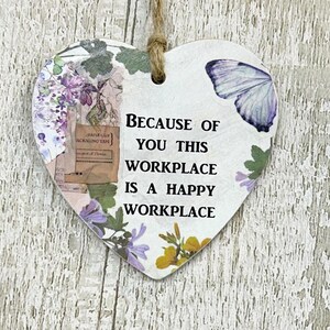 Workplace Friendship Gift Heart Happy Place Appreciation  Wooden Sign Plaque