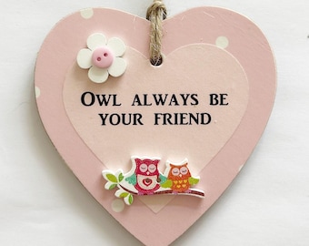 Super Cute Owl inspired Friendship Wooden Gift Heart