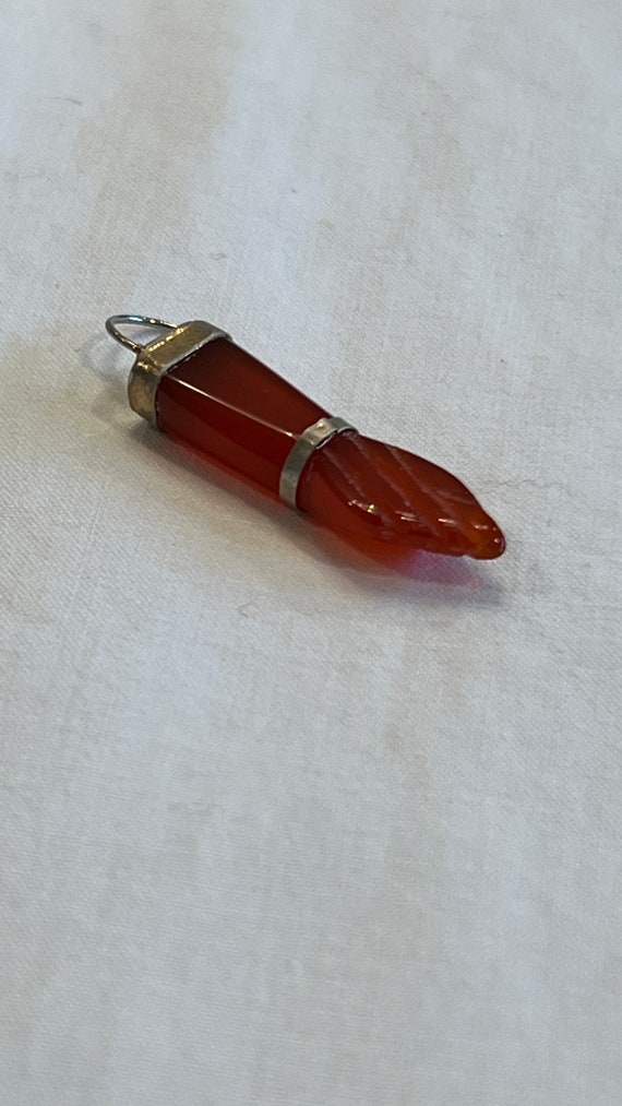 Vintage Carnelian Pendant, Hand Carved With Large Loop To Accommodate Most Necklaces