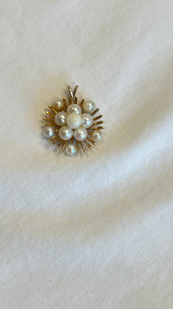 Vintage pearl 14 karat yellow gold pend - image 3