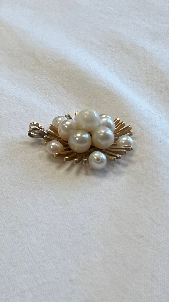 Vintage pearl 14 karat yellow gold pend - image 4
