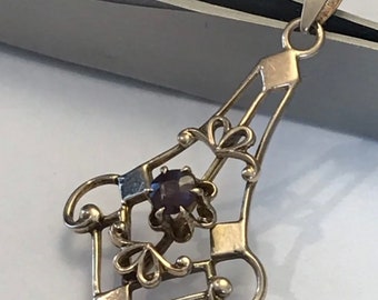 Edwardiaanse 9 karaat gouden hanger met amethist