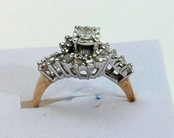 Vintage 10K Yellow Gold Diamond Engagement Ring, Size 6