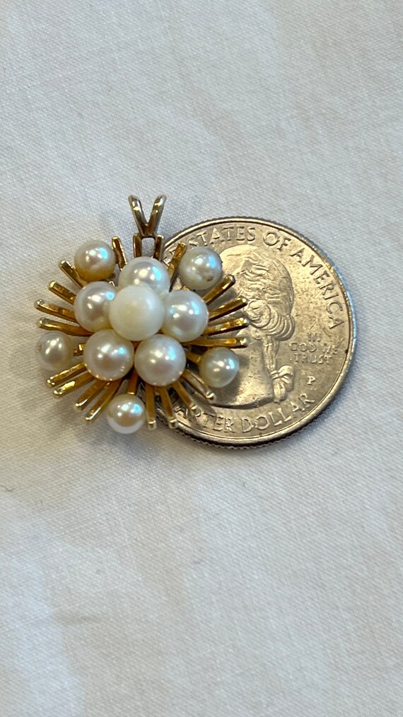 Vintage pearl 14 karat yellow gold pend - image 8