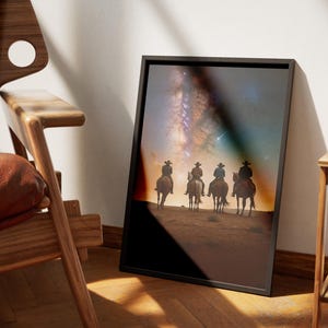 Sternenklare Cowboys Druck - Western Galaxy Night Digital Art