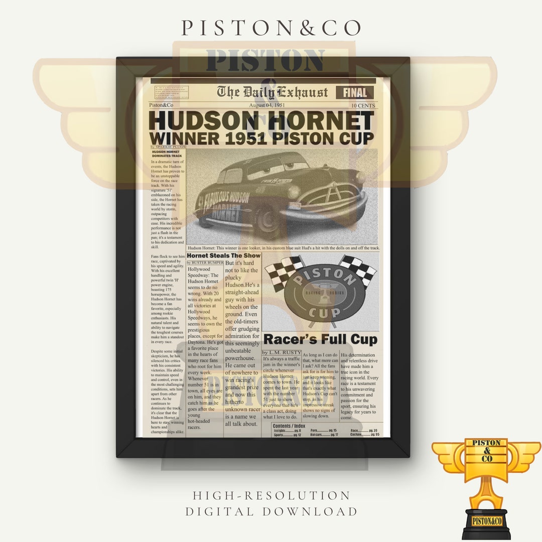Vintage 1951 Piston Cup Champion Newspaper Print Hudson High(01)
