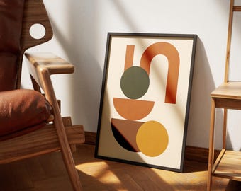 Mid Century moderne Formen Druck • Abstrakte geometrische Kunst (Digitaler Download)