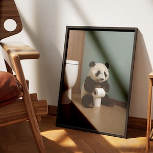 Funny Panda Bathroom Digital Art Print Bathroom Decor