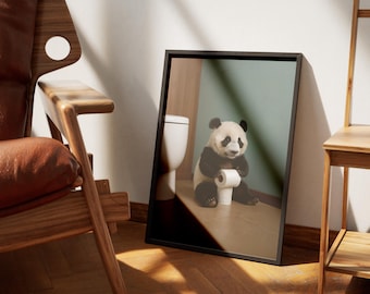 Funny Panda Bathroom Digital Art Print Bathroom Decor