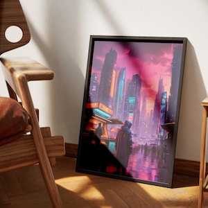 Cyberpunk Cityscape - Futuristic Digital Art - Digital Print