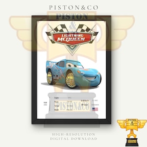Lightning McQueen Car Art Print -Dinoco Mcqueen -Digital Download High-Resolution Poster