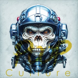 Future Space monkey Print, Poster, Monkey, Sci-Fi, Astronaut, Wall Art, Digital Art, Concept Art,