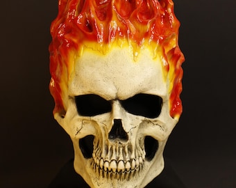 Fire Skull Cosplay Mask - Ghost rider inspired mask helmet with movable jaw