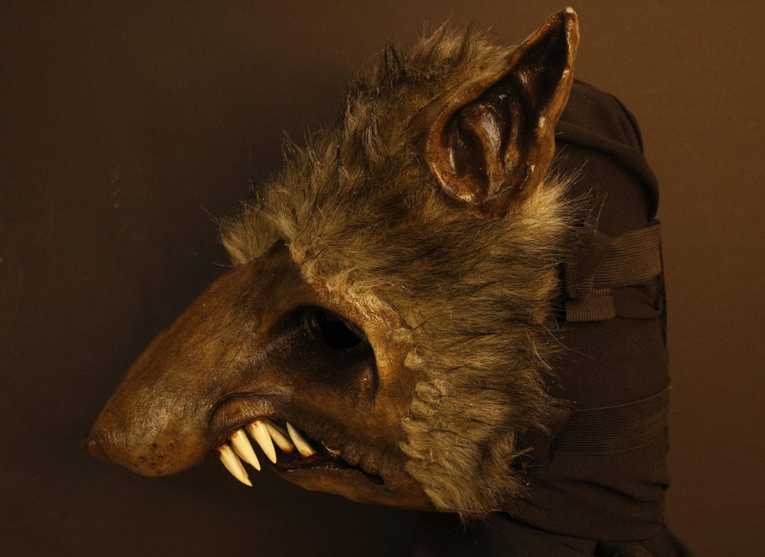 Rodent Mask Giant Rat Mask for Cosplay, LARP, Faux Fur Rodent Mask Horror Costume ...