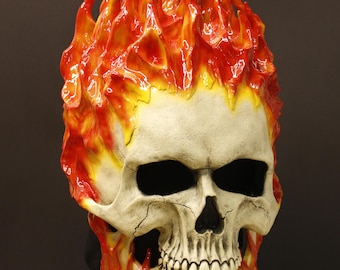 Flaming Skull Maske - von Geisterreiter inspirierte Cosplay Maske mit beweglichen Kiefer