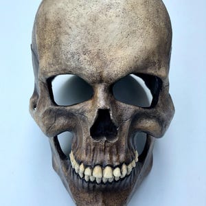 Old bone full head skull mask helmet with movable jaw