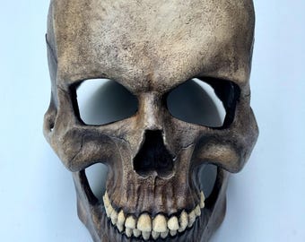 Old bone full head skull mask helmet with movable jaw