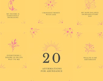 20 affirmation Cards Printable, Affirmation Cards Digital, Vision Board Printables, Affirmation Cards Deck, Positive Affirmation Cards Pdf