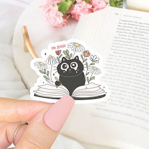 Floral Cat Artist Sticker: Waterproof Kindle Decal
