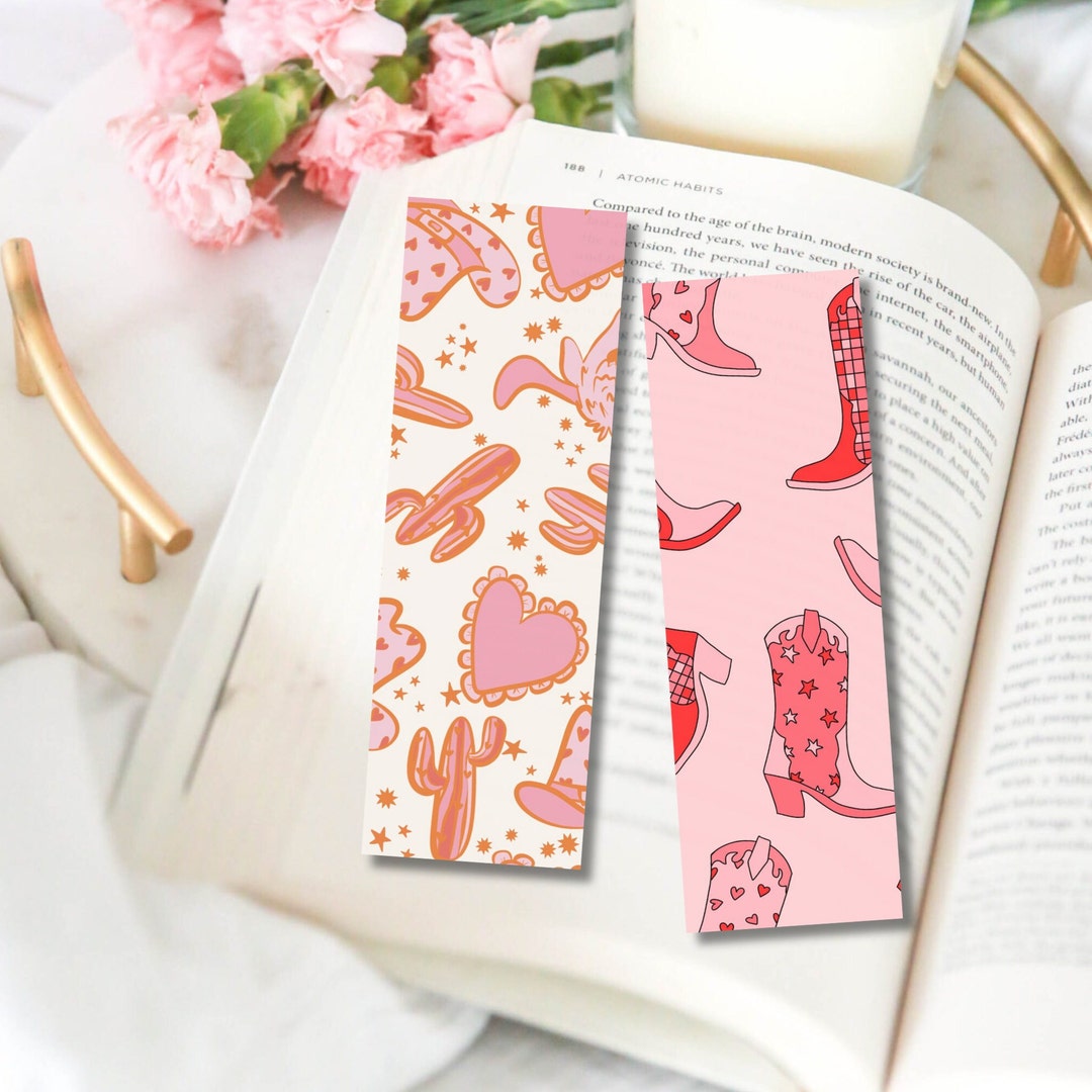 Pink Cowgirl Western Bookmark Set, Valentine Bookmark, Handmade ...